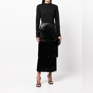 Simkhai
Tinsel-Fringe mock-neck midi dress